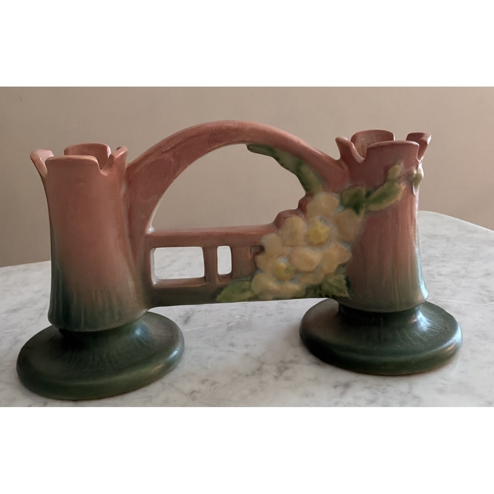 Vintage ROSEVILLE USA  Pottery Double Bud Vase #148‎